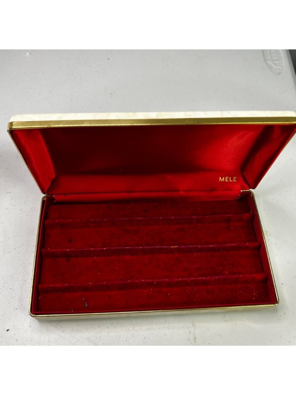 Vintage Mele Jewelry Travel Case Hinged Hard Clamshell From 1950s - Picture 14 of 16